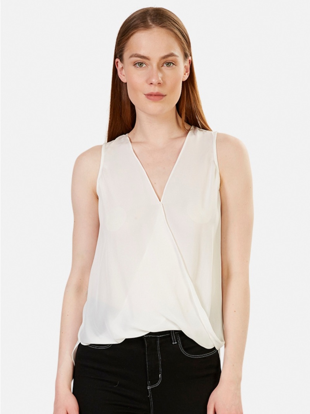 L'AGENCE MILA DRAPED SLEEVELESS BLOUSE - IVORY
